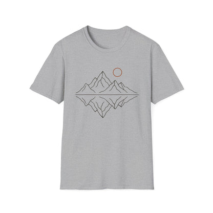 Mountain Peaks Reflection Drawing T-Shirt