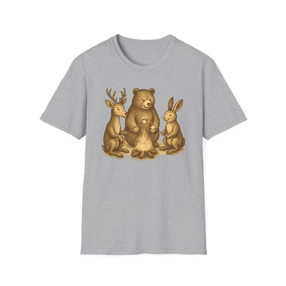Campfire Wildlife Illustration T-Shirt