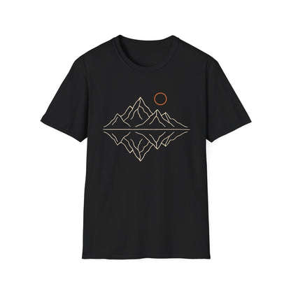 Mountain Peaks Reflection Drawing T-Shirt