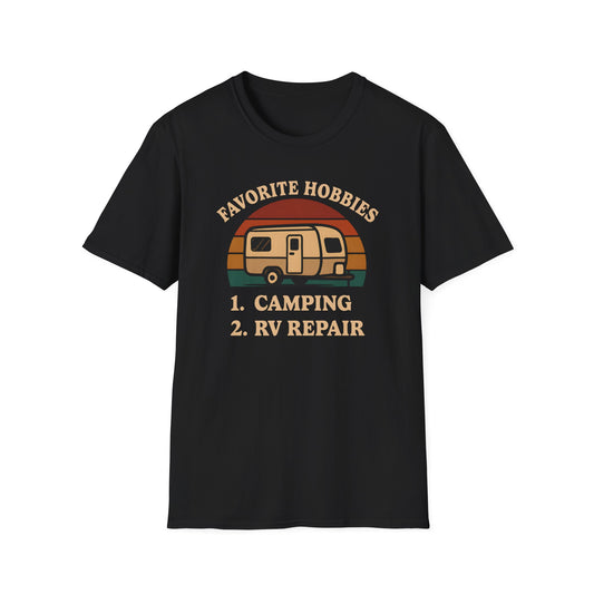 Favorite Hobbies Camping RV Repair Retro T-Shirt