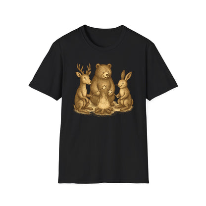 Campfire Wildlife Illustration T-Shirt