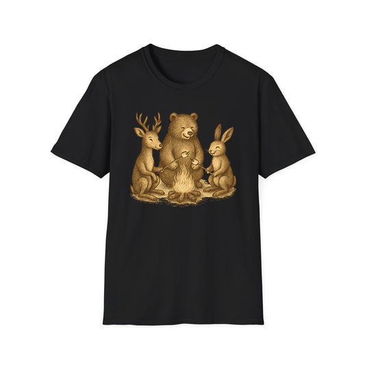 Campfire Wildlife Illustration T-Shirt