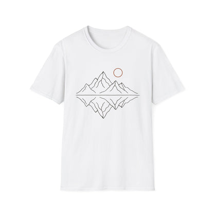 Mountain Peaks Reflection Drawing T-Shirt