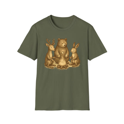 Campfire Wildlife Illustration T-Shirt