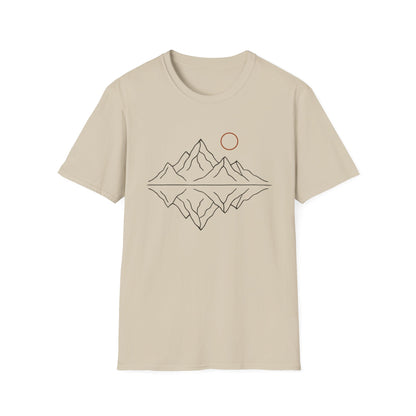 Mountain Peaks Reflection Drawing T-Shirt