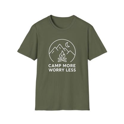 Camp More Worry Less Line Art T-Shirt