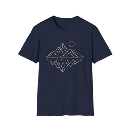 Mountain Peaks Reflection Drawing T-Shirt