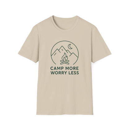 Camp More Worry Less Line Art T-Shirt