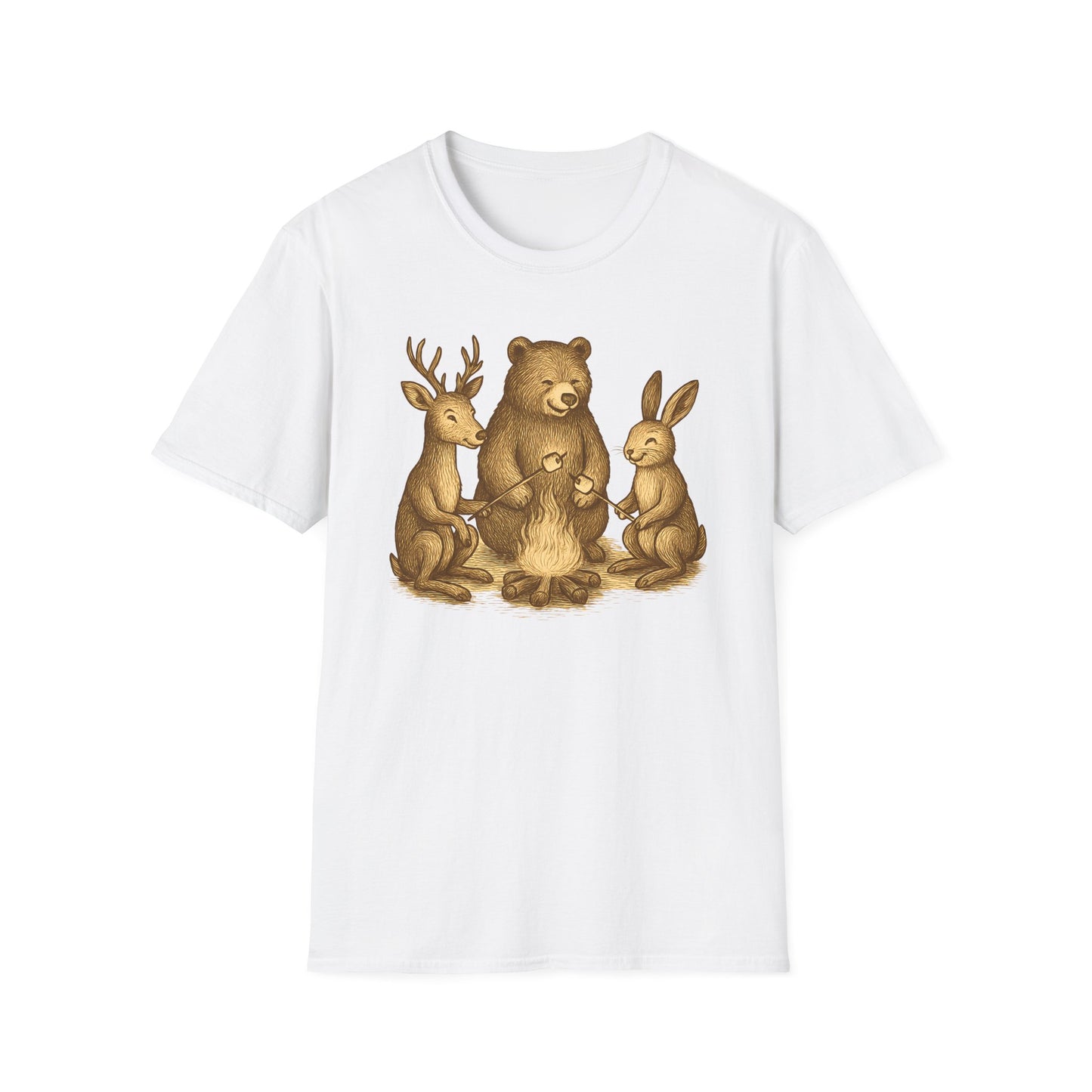 Campfire Wildlife Illustration T-Shirt