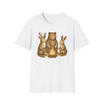 Campfire Wildlife Illustration T-Shirt